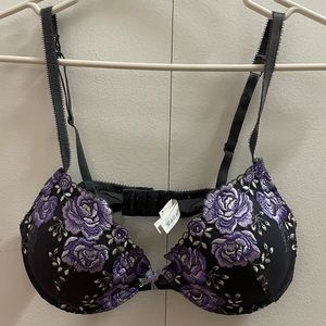 Grey lace push up bra